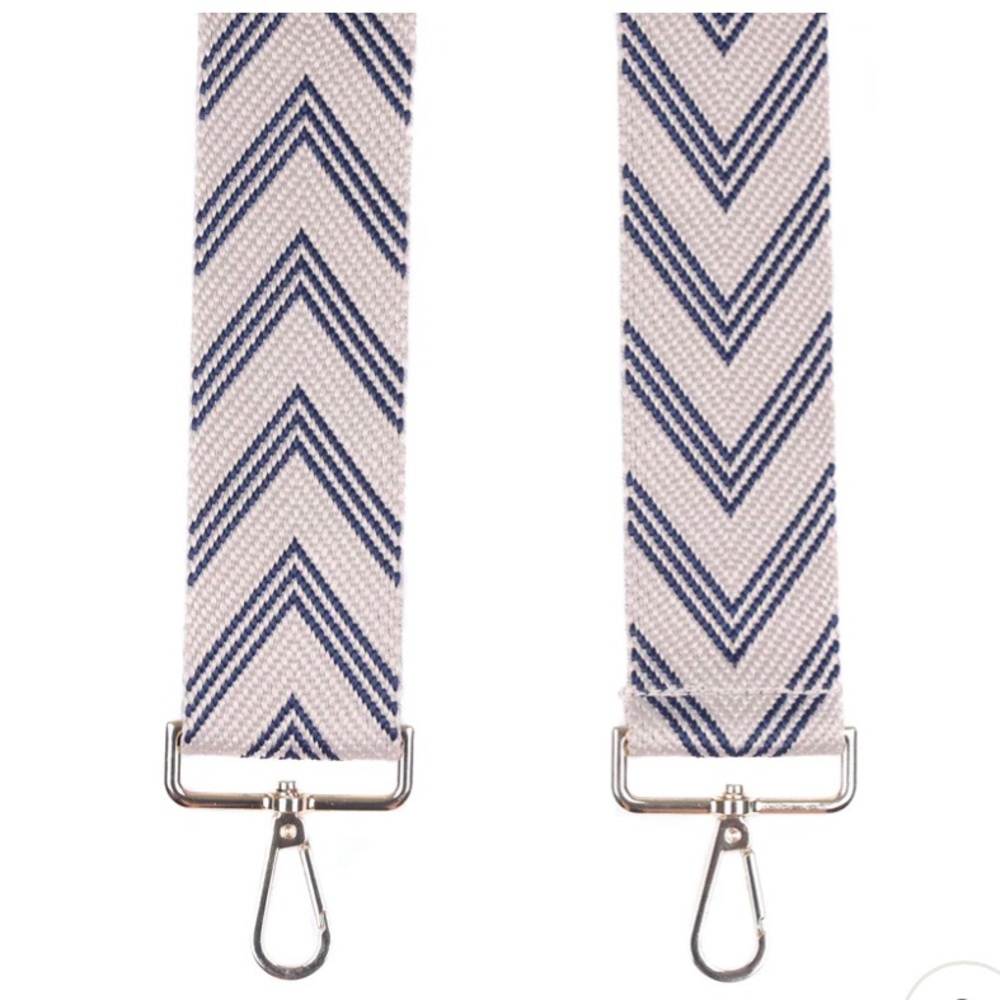 new Pom Pom London • navy & cream chevron bag strap